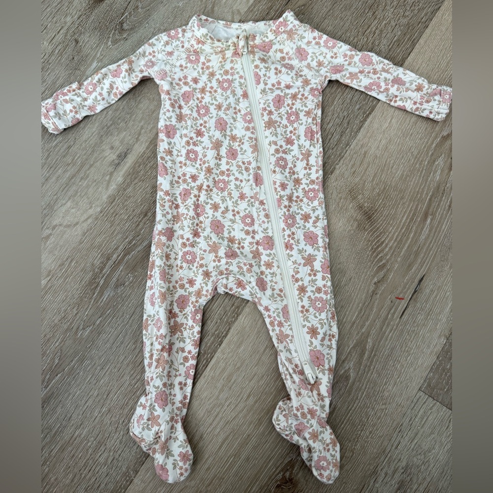 Quincy Mae Floral Zip Footed Baby One-Piece